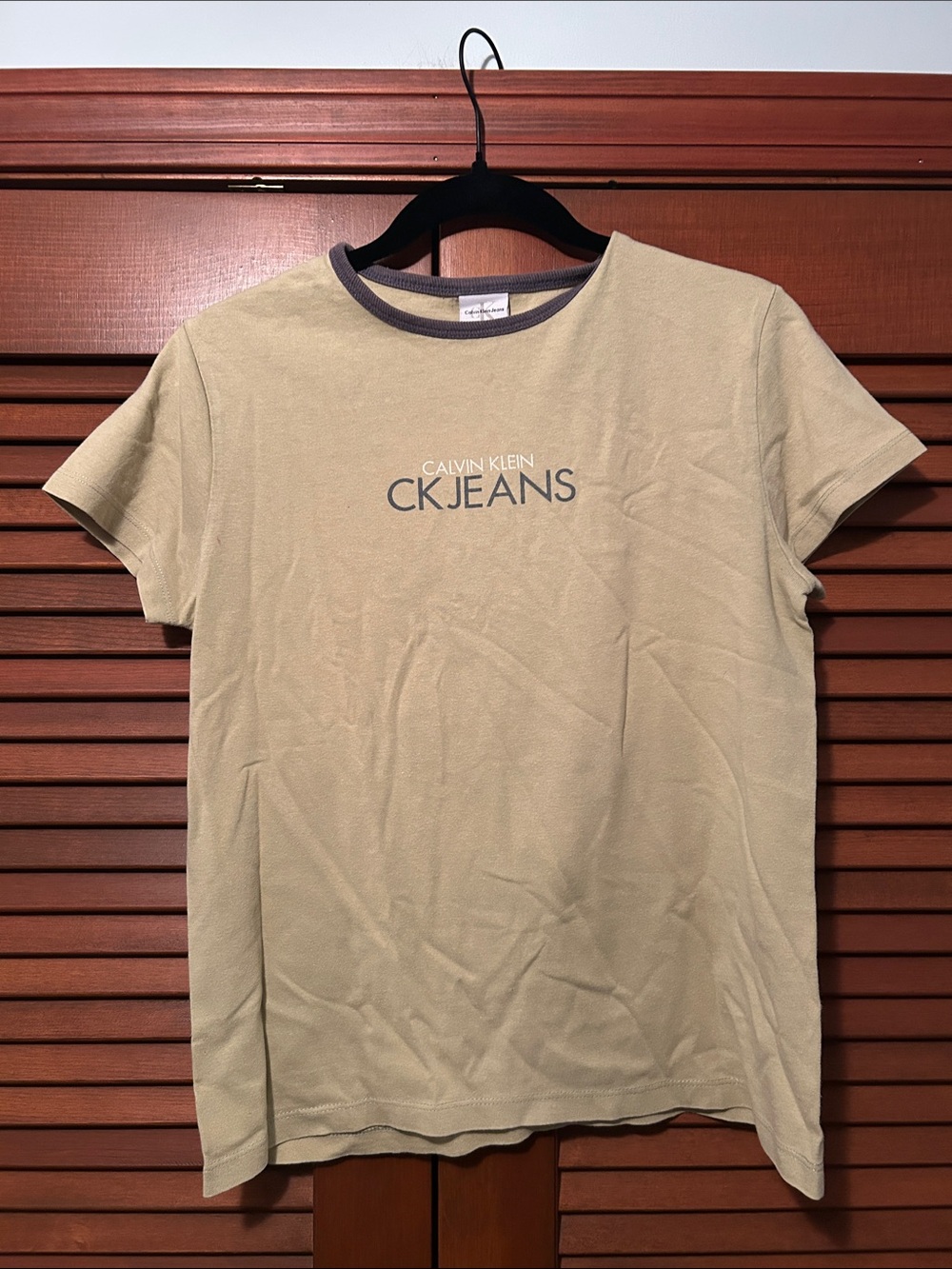 Vintage 90s Calvin Klein CK Jeans Short-Sleeve Crewneck Green Khaki T-Shirt M